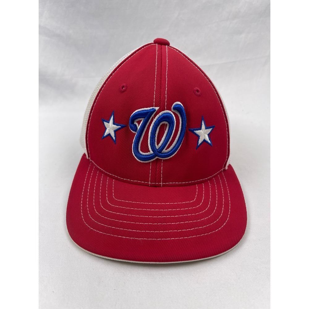 Pacific Headwear 404M Youth Red White Blue Mesh Trucker Hat Flexfit Cap